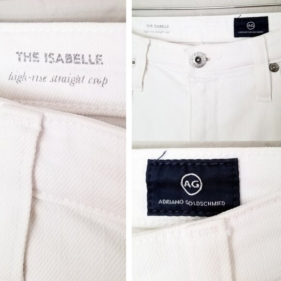 Ag Adriano Goldschmied The Isabelle High-Rise Straight Crop Jean Slit 27 White - Picture 15 of 16